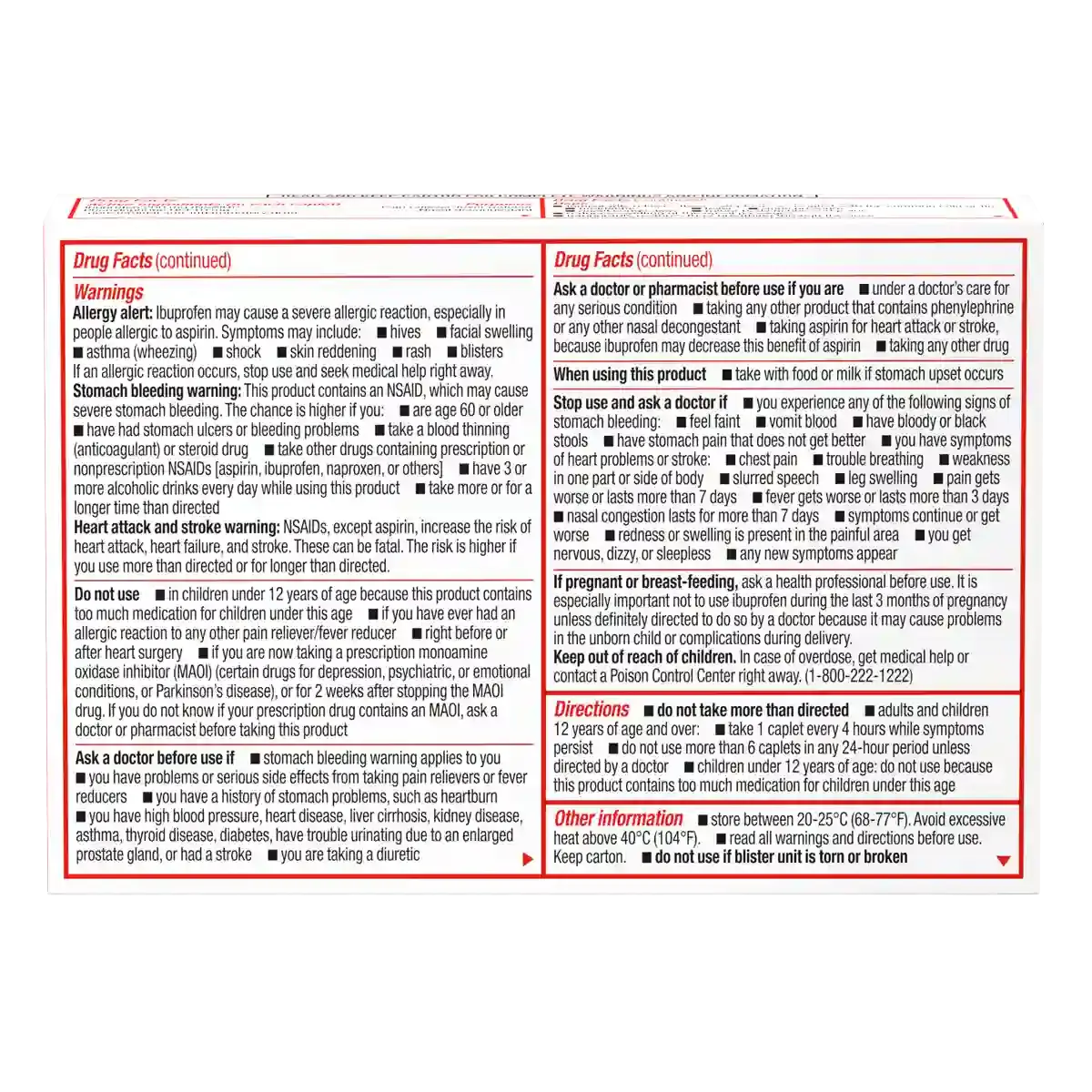 SUDAFED PE® Head Congestion + Pain Relief Decongestant Caplets drug facts