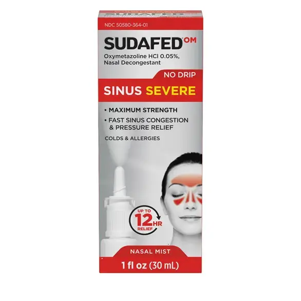 SUDAFED® OM Sinus Severe No Drip Nasal Spray Decongestant Front of the Pack