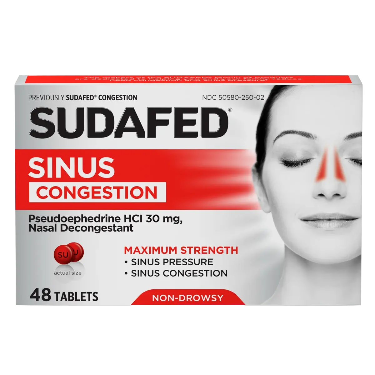 SUDAFED® Sinus Congestion Relief Maximum Strength Decongestant Tablets 48 count package front