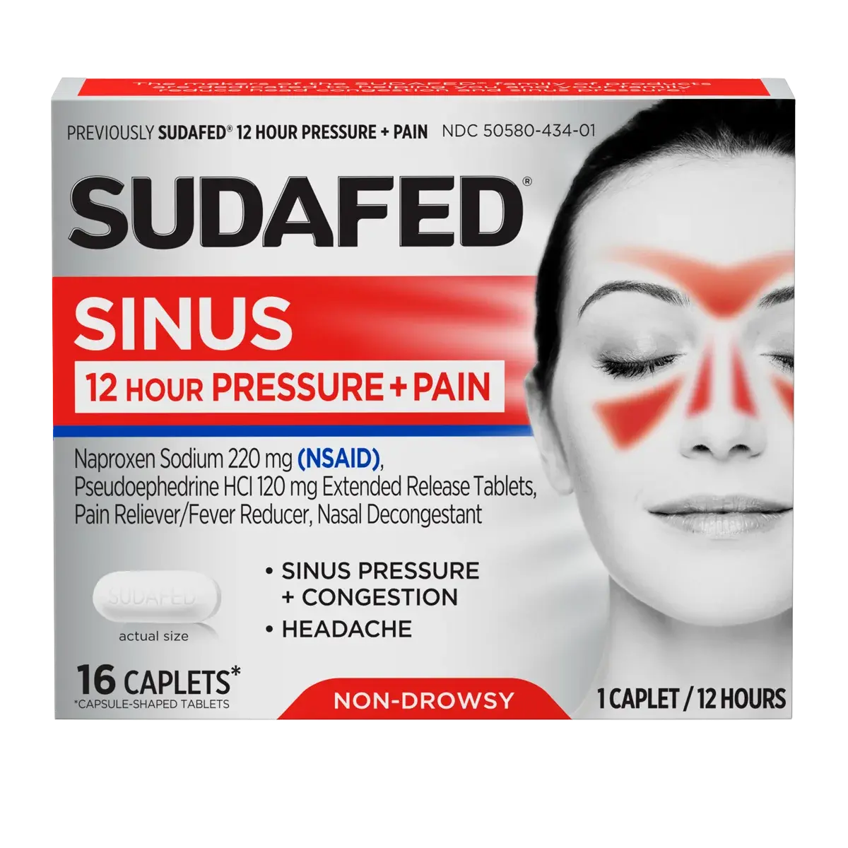 SUDAFED® Sinus 12 Hour Pressure + Pain Relief package front