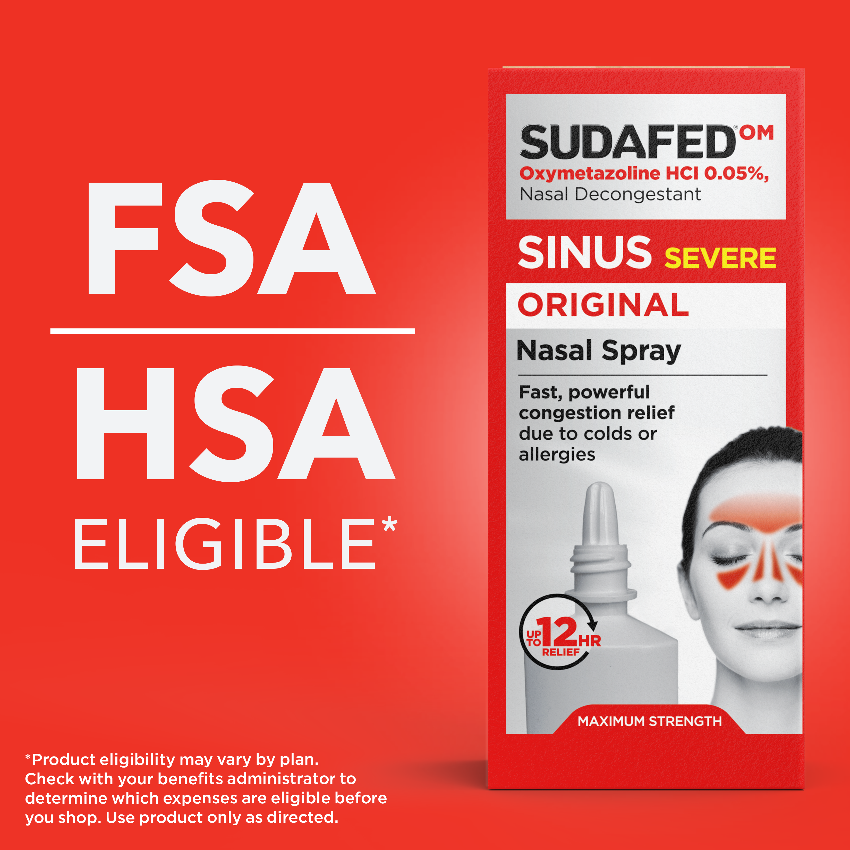 Sudafed® Sinus Severe Original Nasal Spray Decongestant is FSA and ESA eligible*