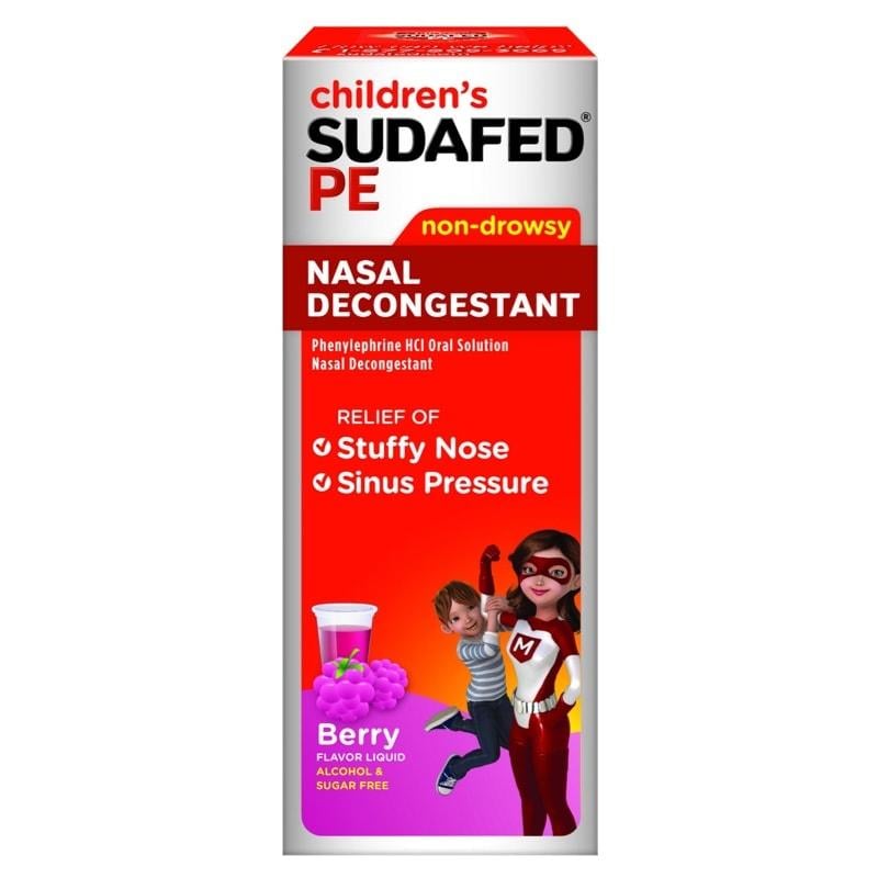 Children’s SUDAFED PE® Nasal Decongestant Liquid Medicine for Kids, Berry Flavor - Product