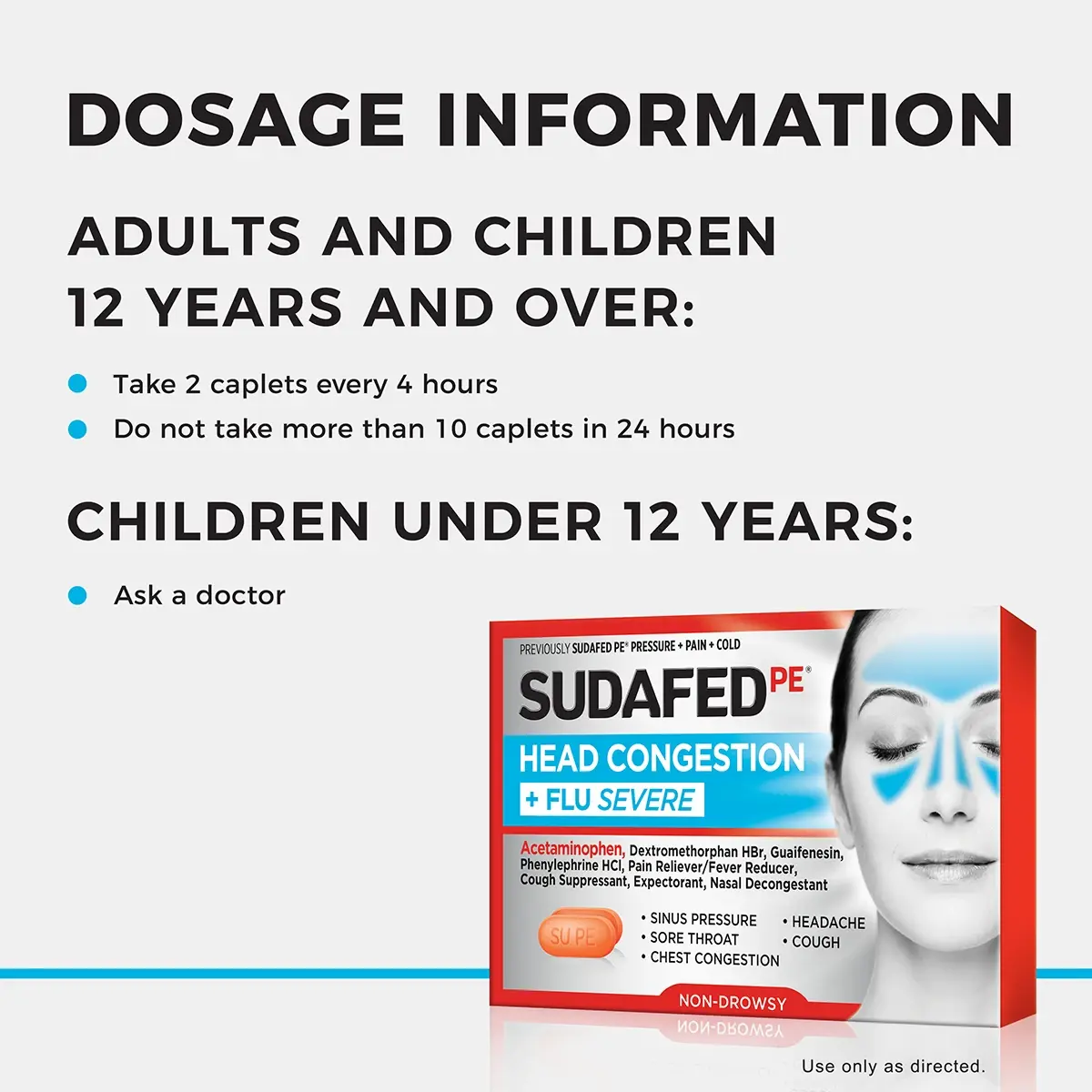 SUDAFED PE® Head Congestion + Flu Severe dosage information