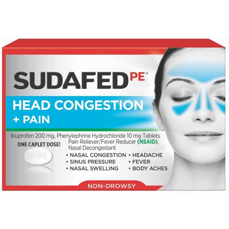 SUDAFED PE® Head Congestion + Pain Relief Decongestant Caplets with Ibuprofen - image 1