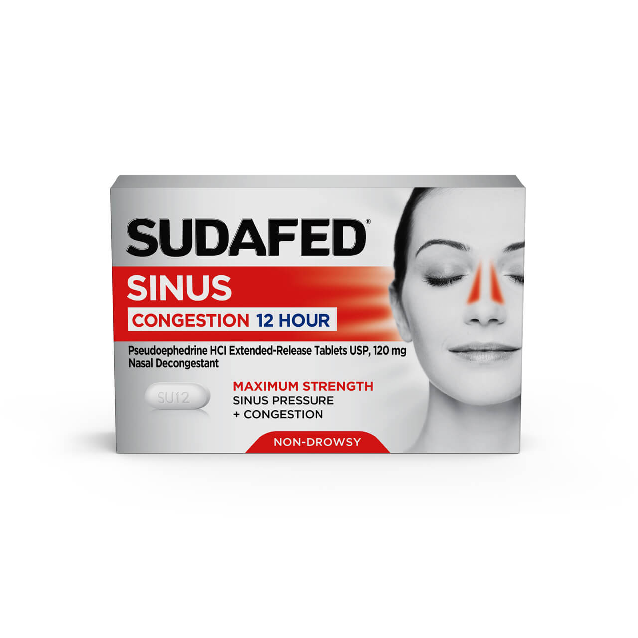 Sudafed sinus congestion 12 hour maximum strength nasal decongestant box