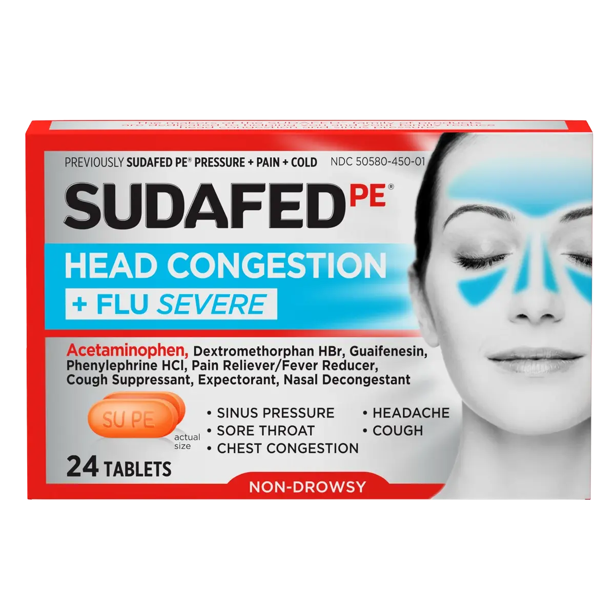 SUDAFED PE® Head Congestion + Flu Severe package front