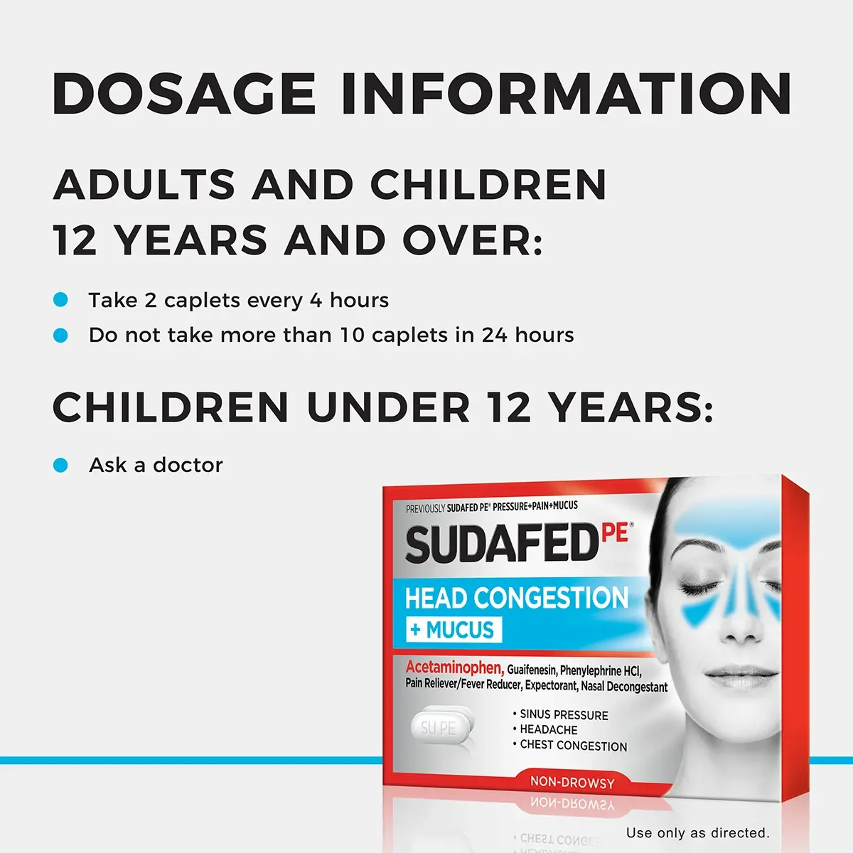 SUDAFED PE® Head Congestion + Mucus dosage information