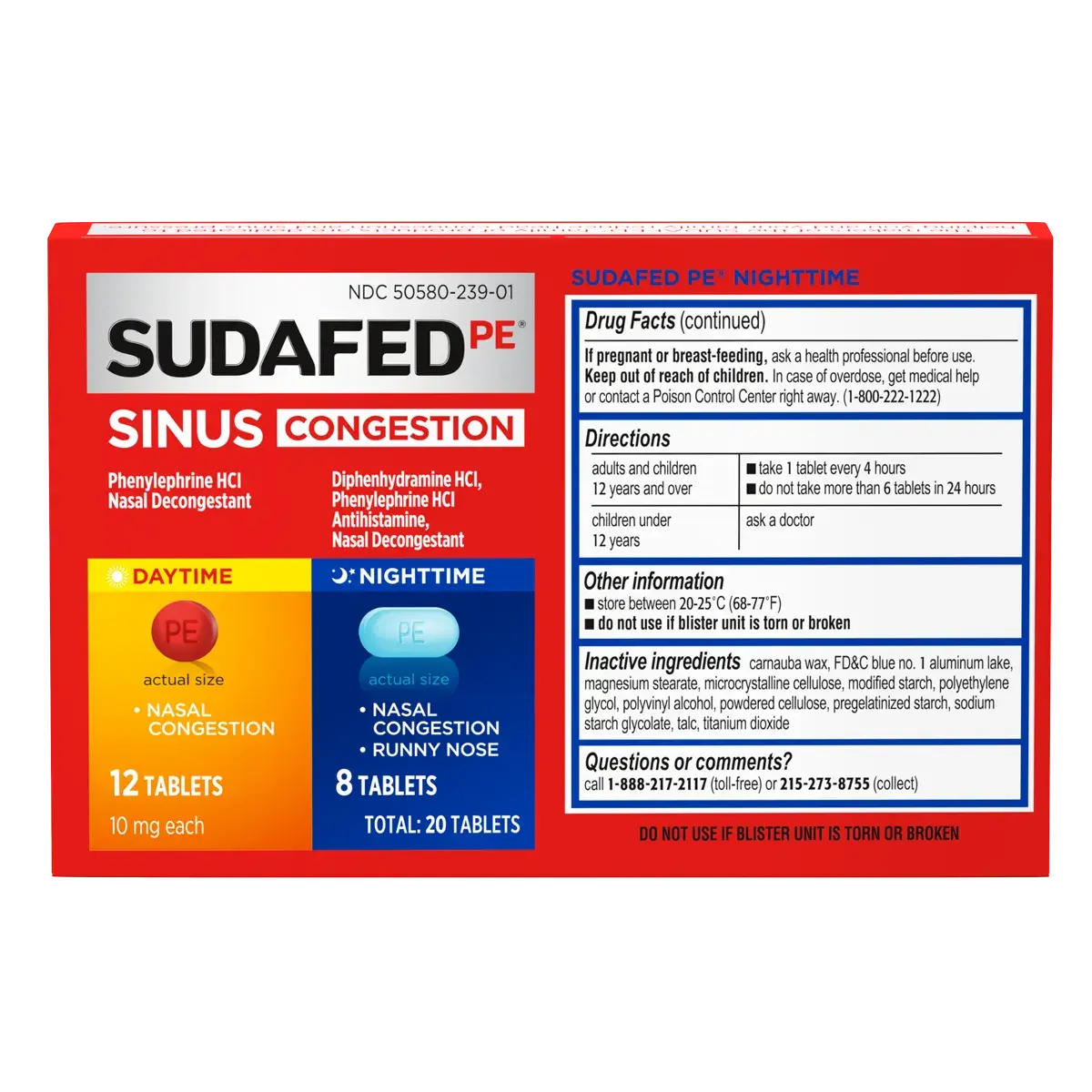 SUDAFED PE® Sinus Congestion Day + Night drug facts