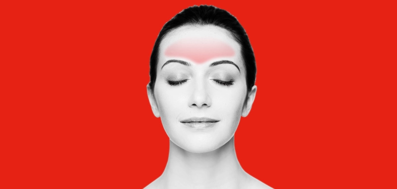 Frontal sinus congestion relief with Sudafed, pressure in forehead region