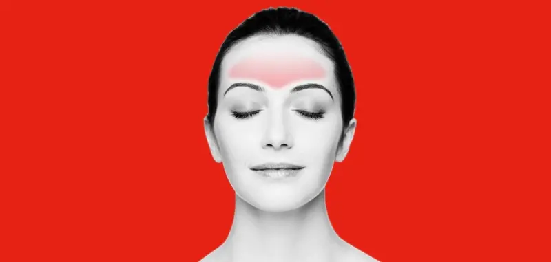 Frontal sinus congestion relief with Sudafed, pressure in forehead region