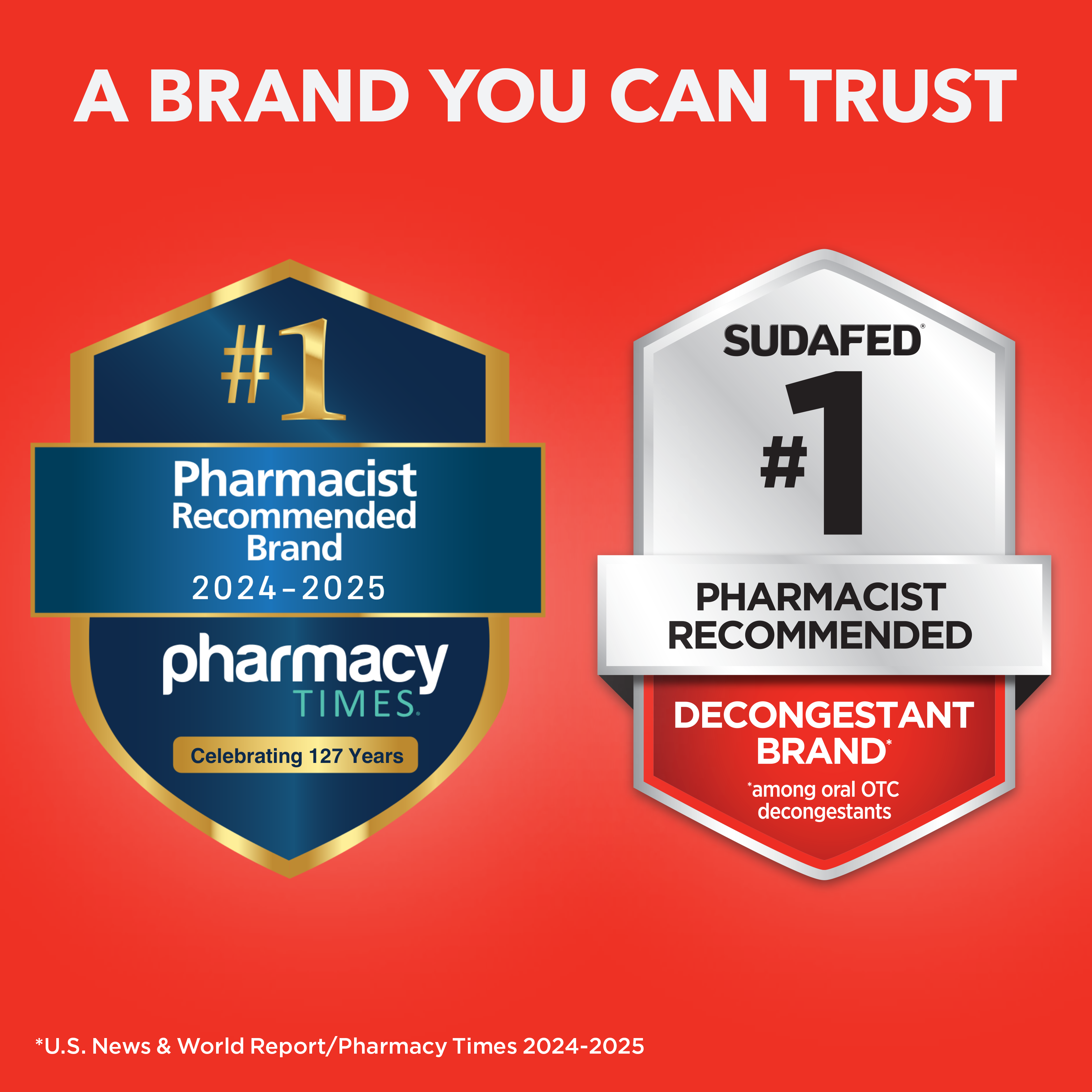 Sudafed® the #1 Pharmacist Recommended Decongestant Brand *among oral OTC decongestants