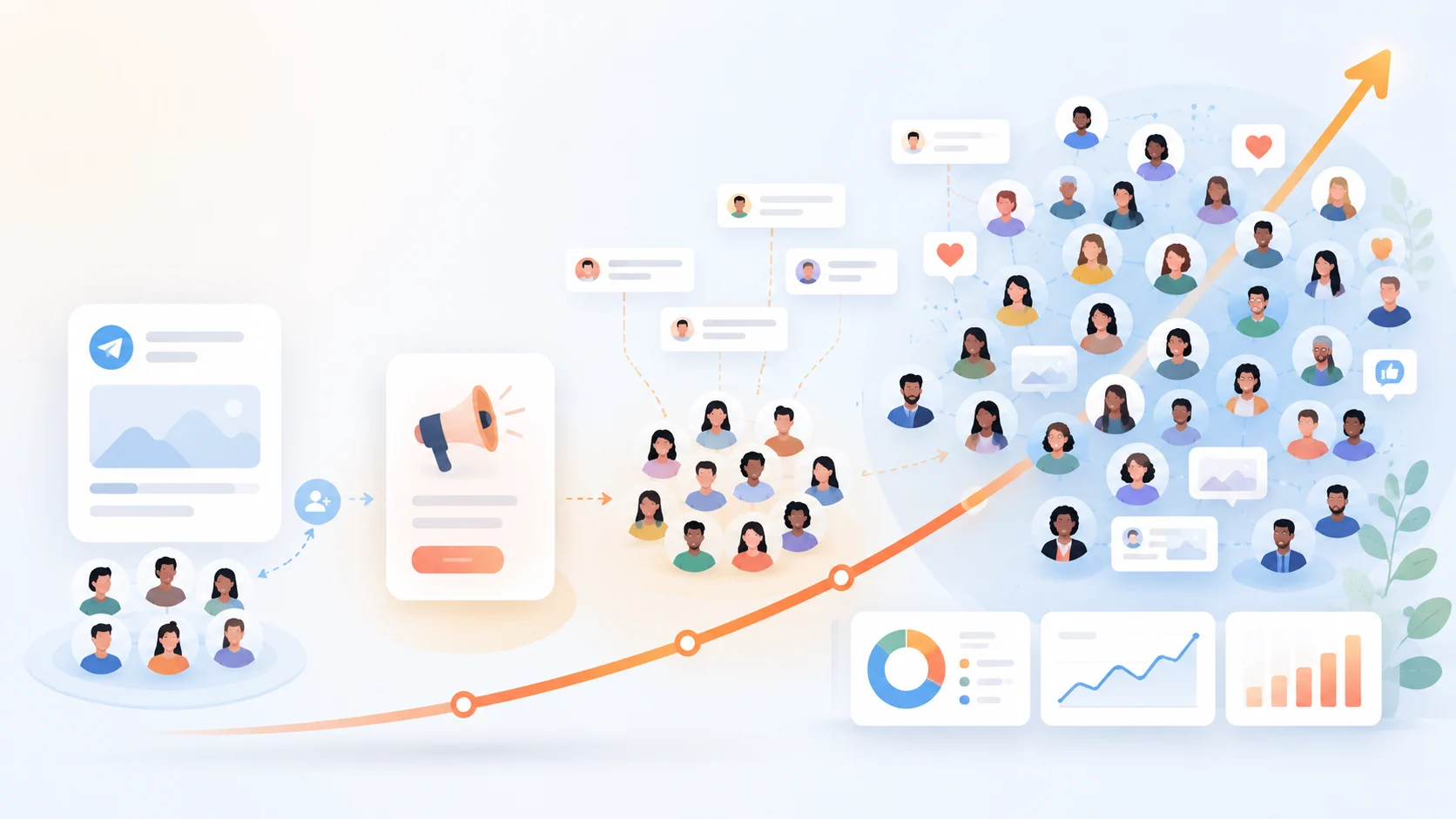 The photo shows how to bring subscribers to Telegram