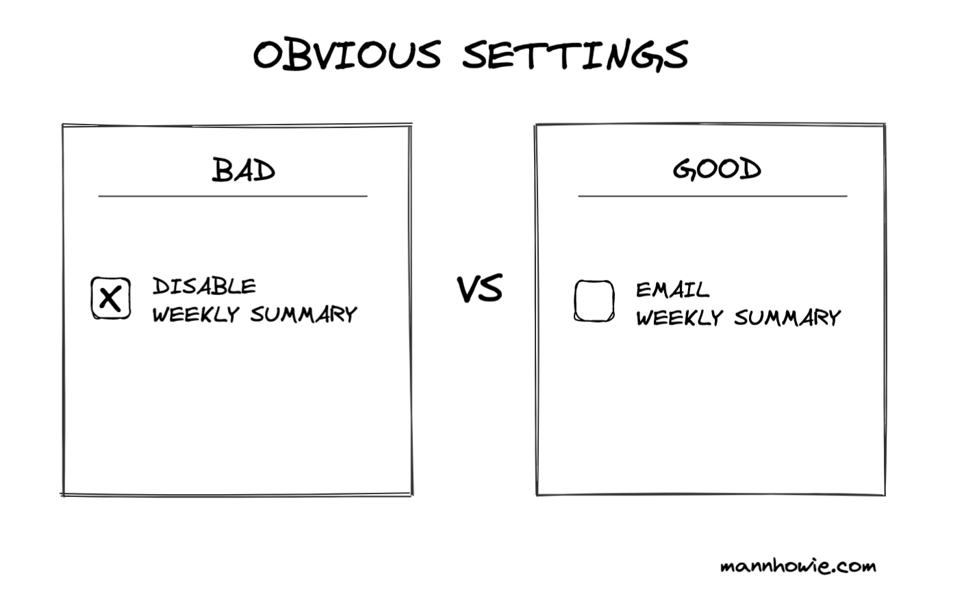 obvious settings preferences