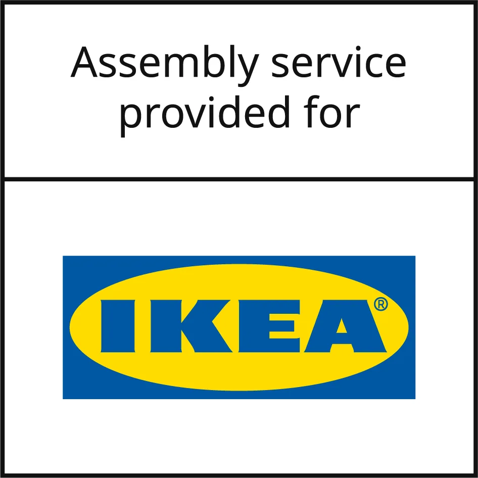 Logo for IKEA showing Taskrabbit as the furniture assembly provider