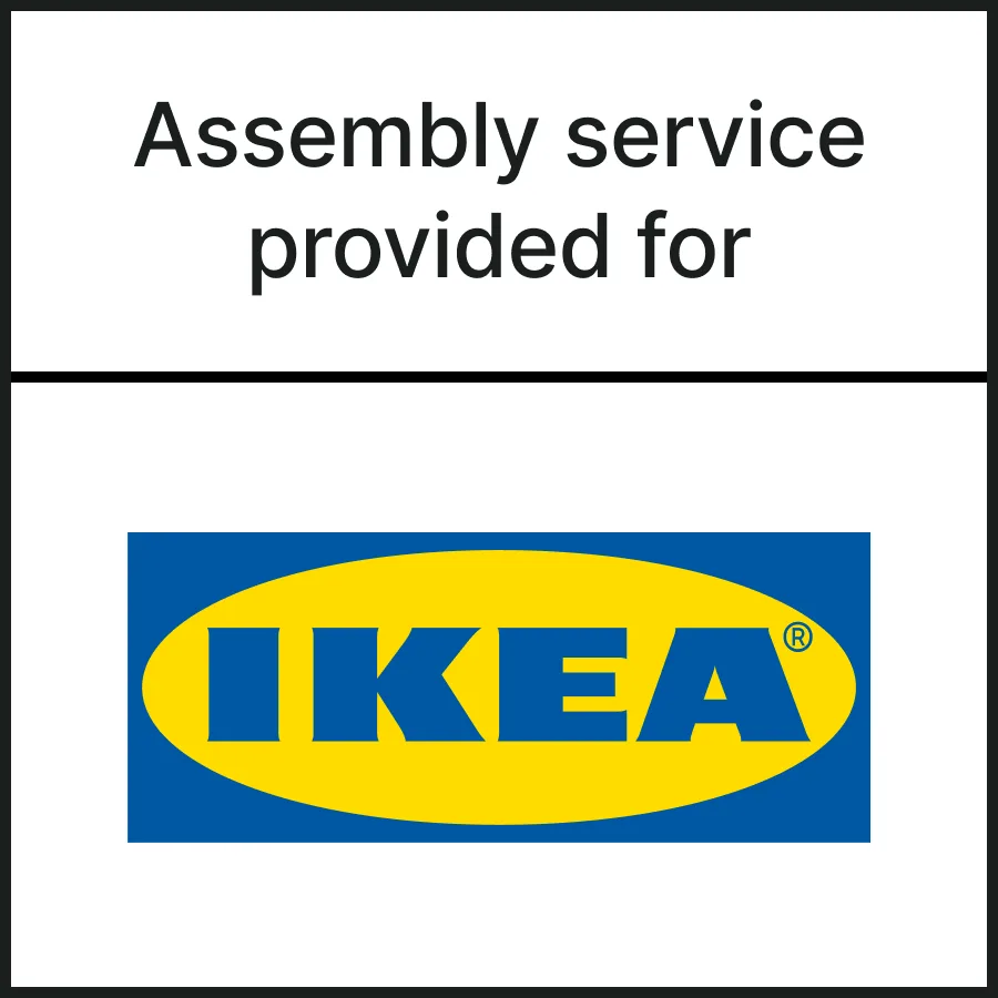 Logo for IKEA showing Taskrabbit as the furniture assembly provider