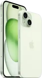iPhone 15 Plus 6,7 po et iPhone 15 6,1 po mis face à face pour montrer leur différence de taille.