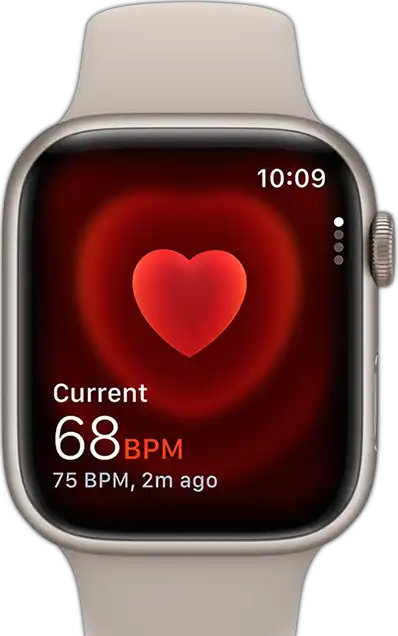A front view of the Apple Watch showing someone