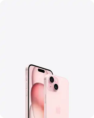 Front and back view of a Pink colour iPhone 15