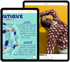 iPad 11 pouces et iPad 13 pouces côte à côte montrant l’écran Liquid Retina