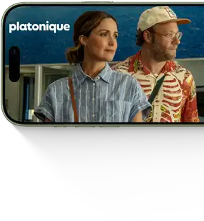 iPhone 17, face avant, affichant la série Platonique d’Apple TV+