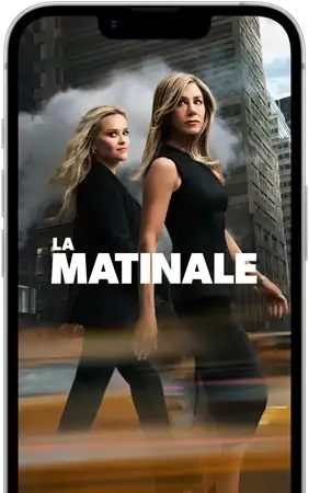 Écran d’iPhone dix-sept-e affichant la série La matinale d’Apple TV