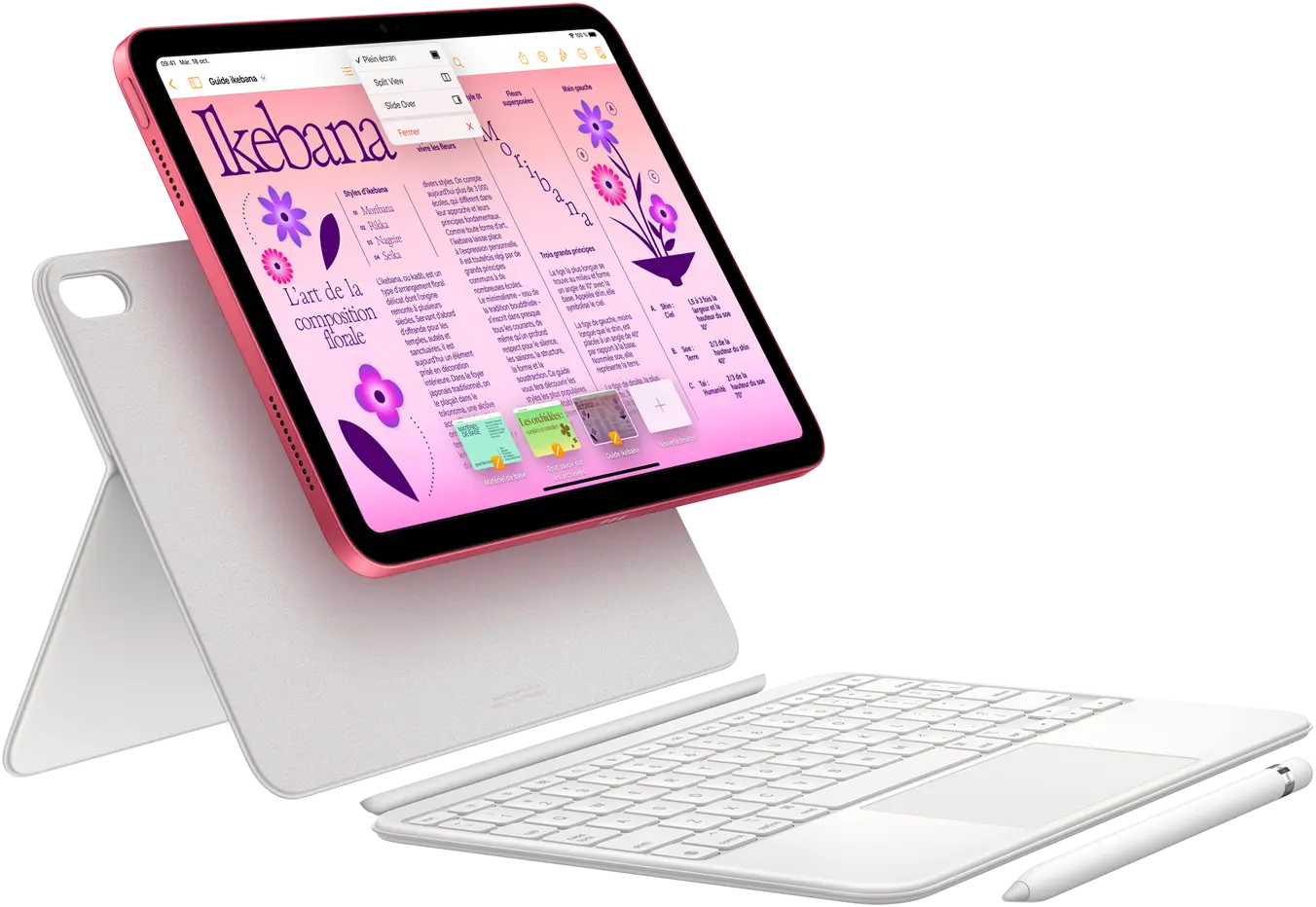 Image montrant un iPad, un Magic Keyboard Folio et un Apple Pencil.