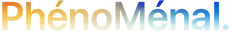 Titre « PhénoMénal. » avec M majuscule, dégradé passant de l’orange au bleu
