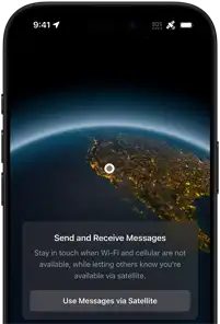 Showing the user's GPS location and messaging via satellite feature on iPhone 16 Pro