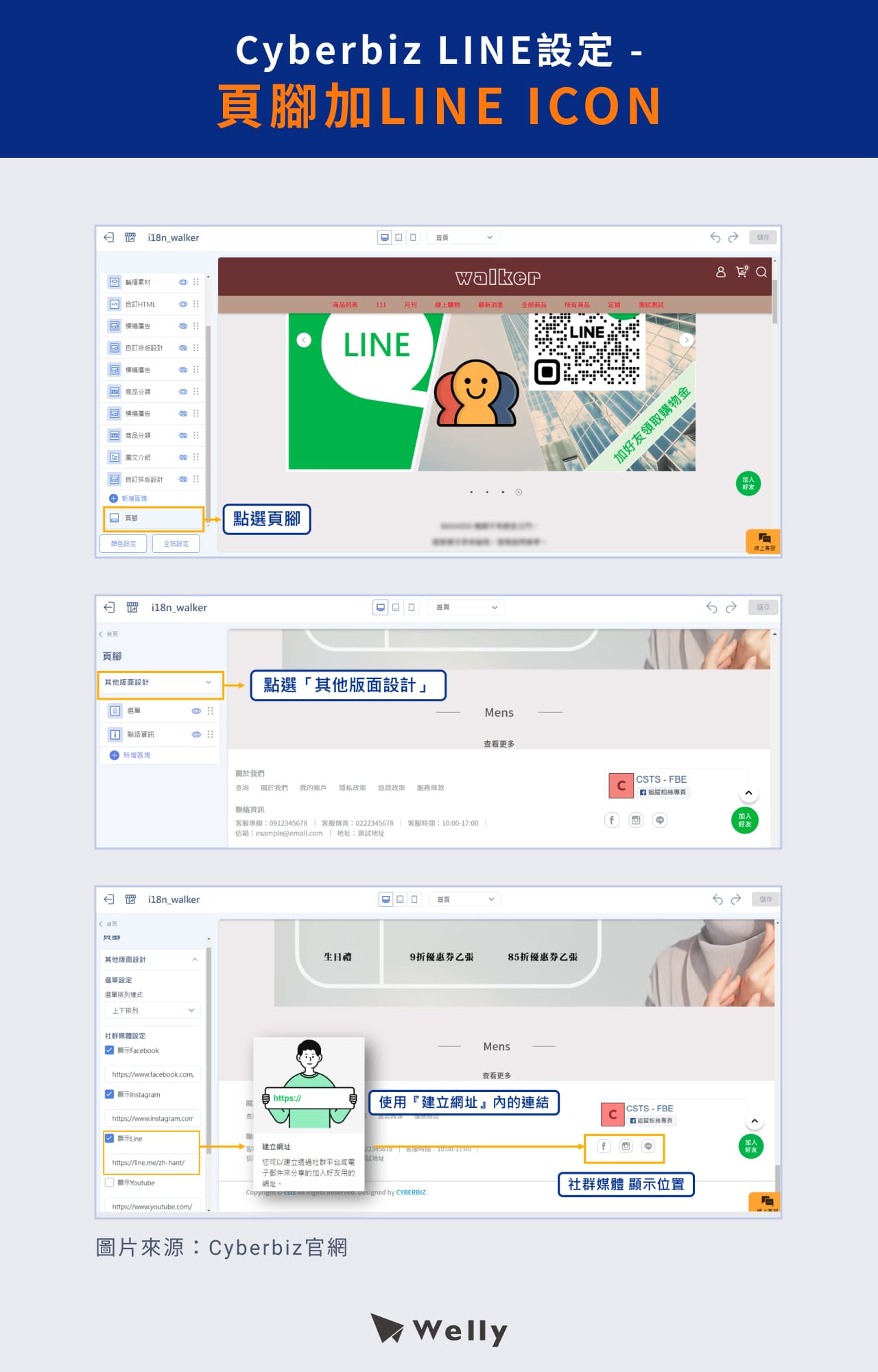 Cyberbiz LINE設定：頁腳加LINE ICON