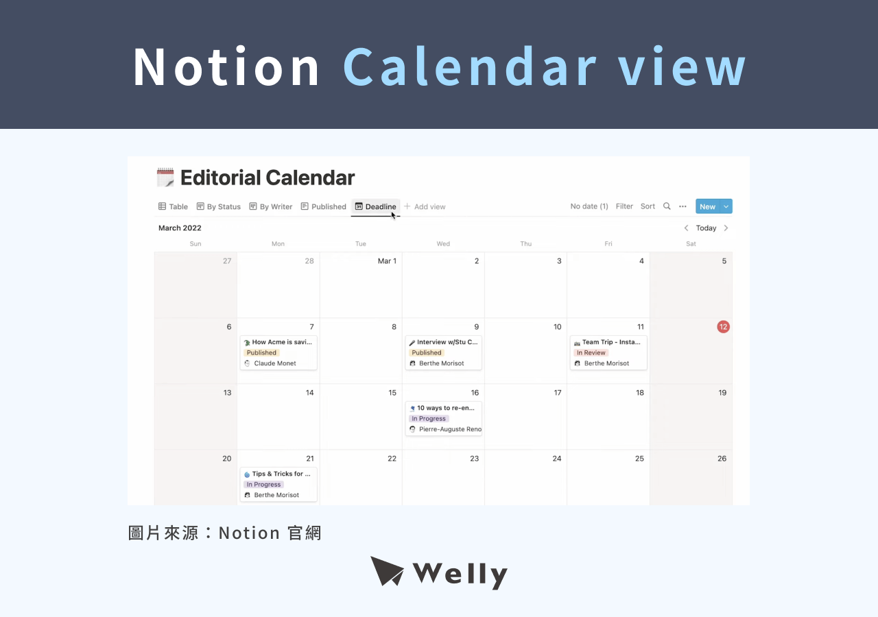 Notion Calendar view