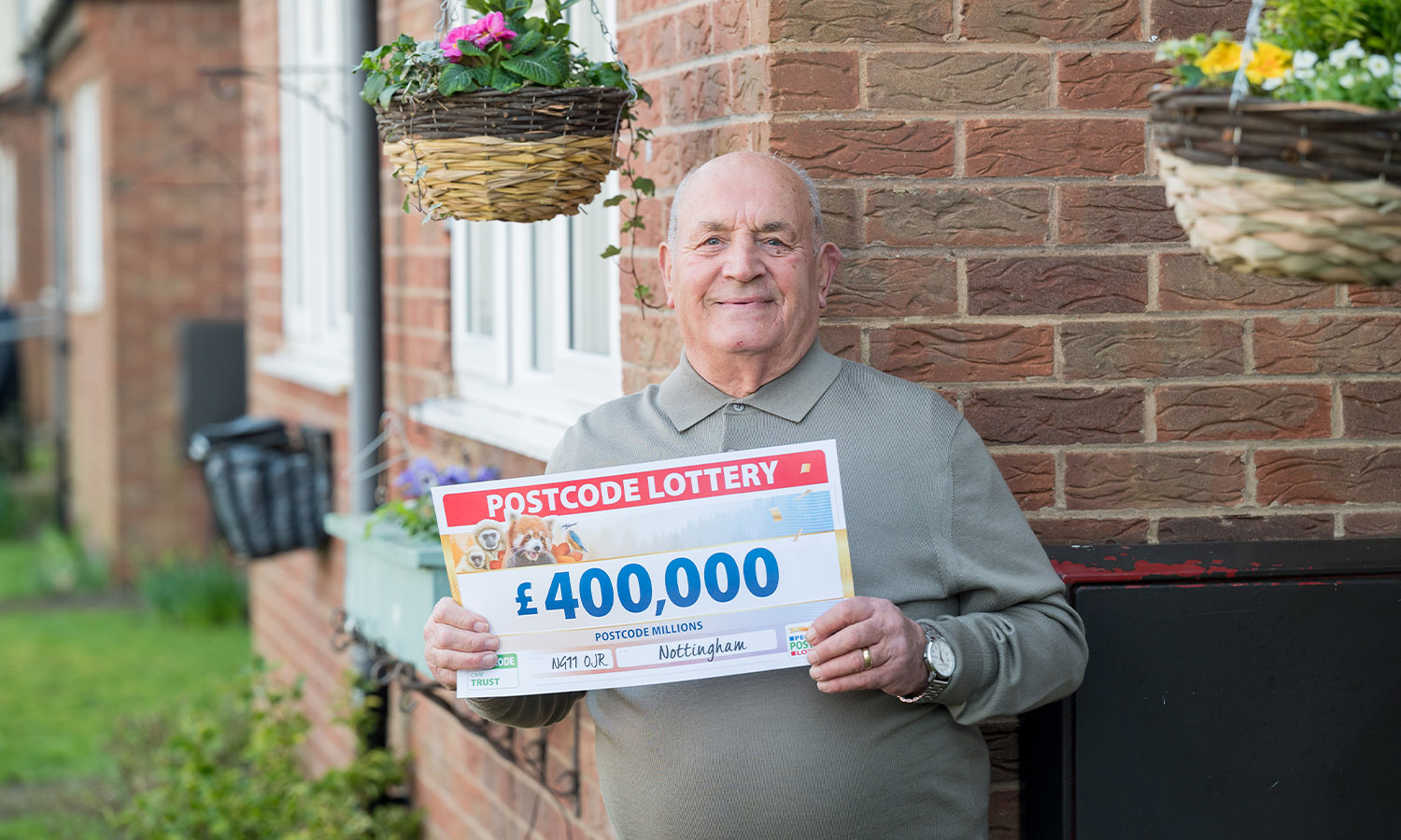 BACK OF THE NET: Cliff poses with his Postcode Lottery windfall