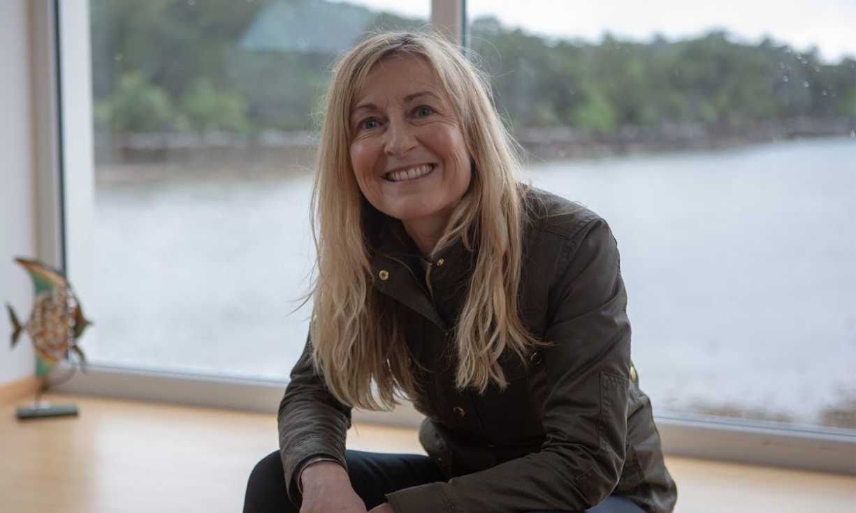 Fiona Phillips sits in the shadow of Ben Shieldaig on a recent visit to the mountain