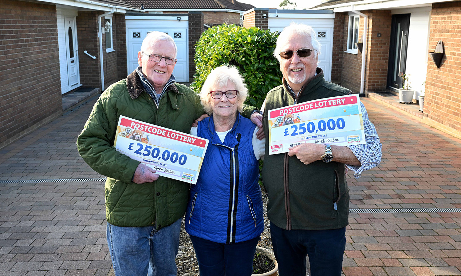 BUDDY AMAZING: Pals Mick (left), Valerie and David celebrate together