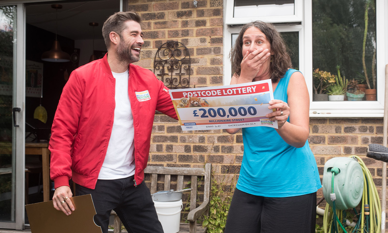 JO DOUGH: Mum's shock at size of win, with presenter Matt Johnson