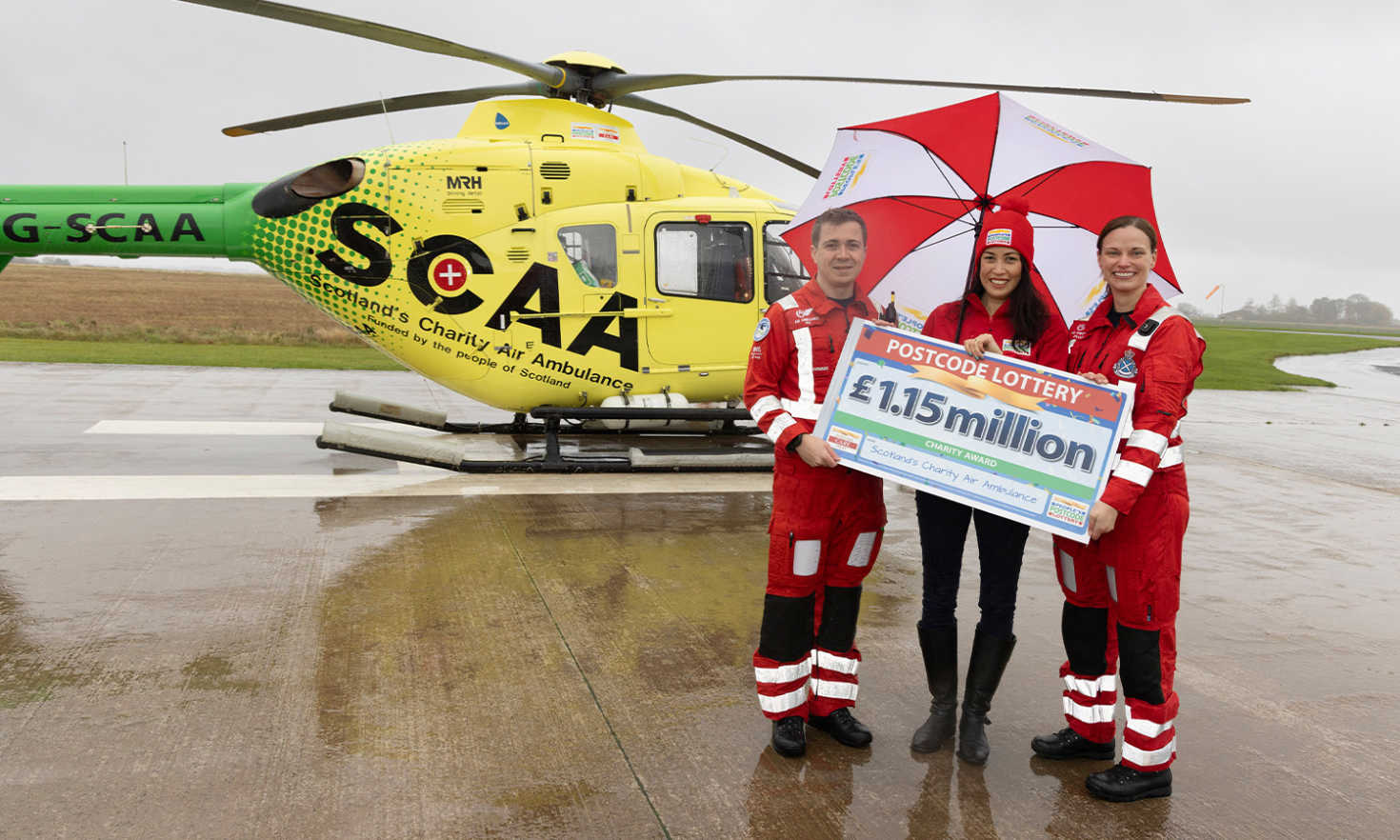 Over the past five years players of People's Postcode Lottery have raised over £1 Million for Scotland's Charity Air Ambulance (SCAA)