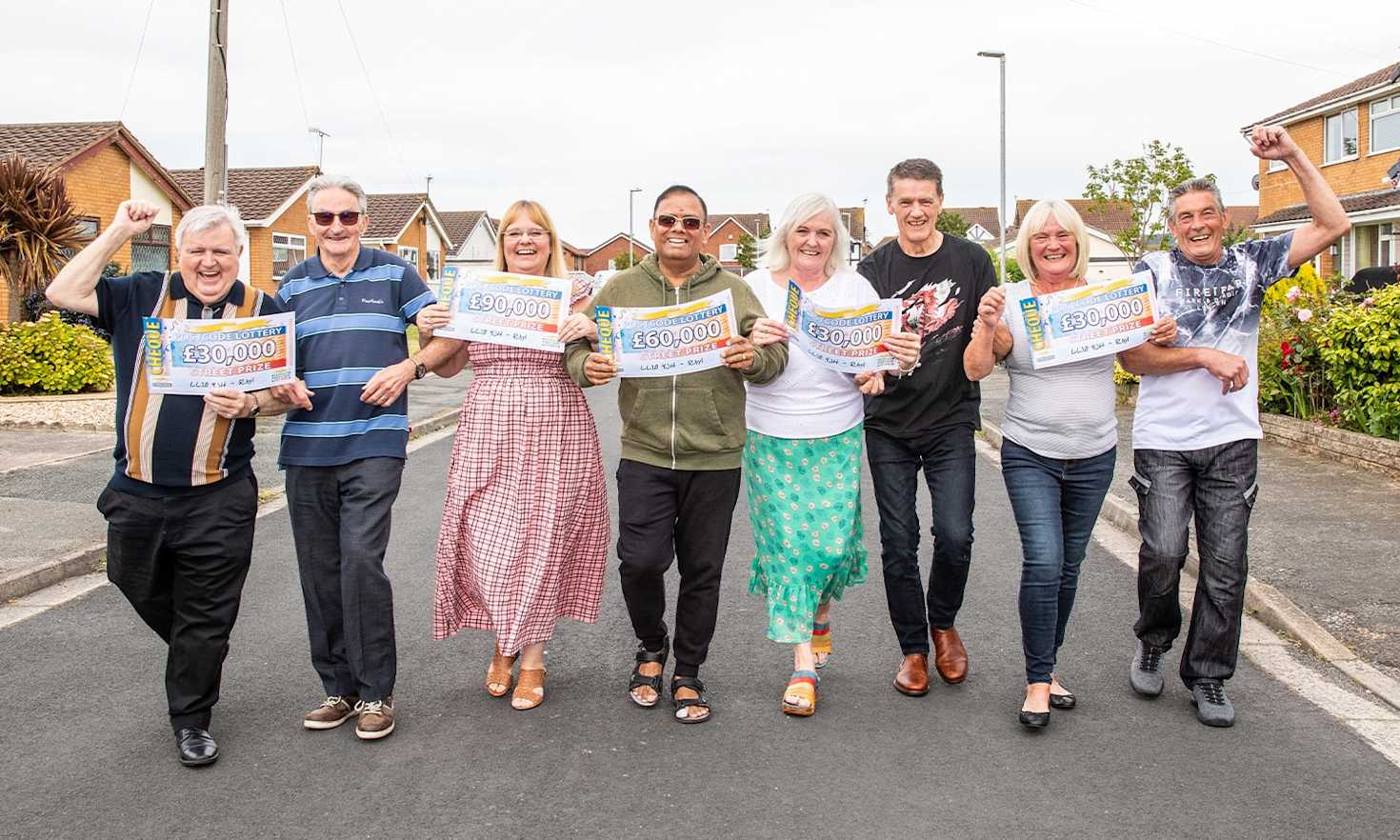 Five of today's Street Prize winners celebrating their good fortune in Rhyl Five of today's Street Prize winners celebrating their good fortune in Rhyl