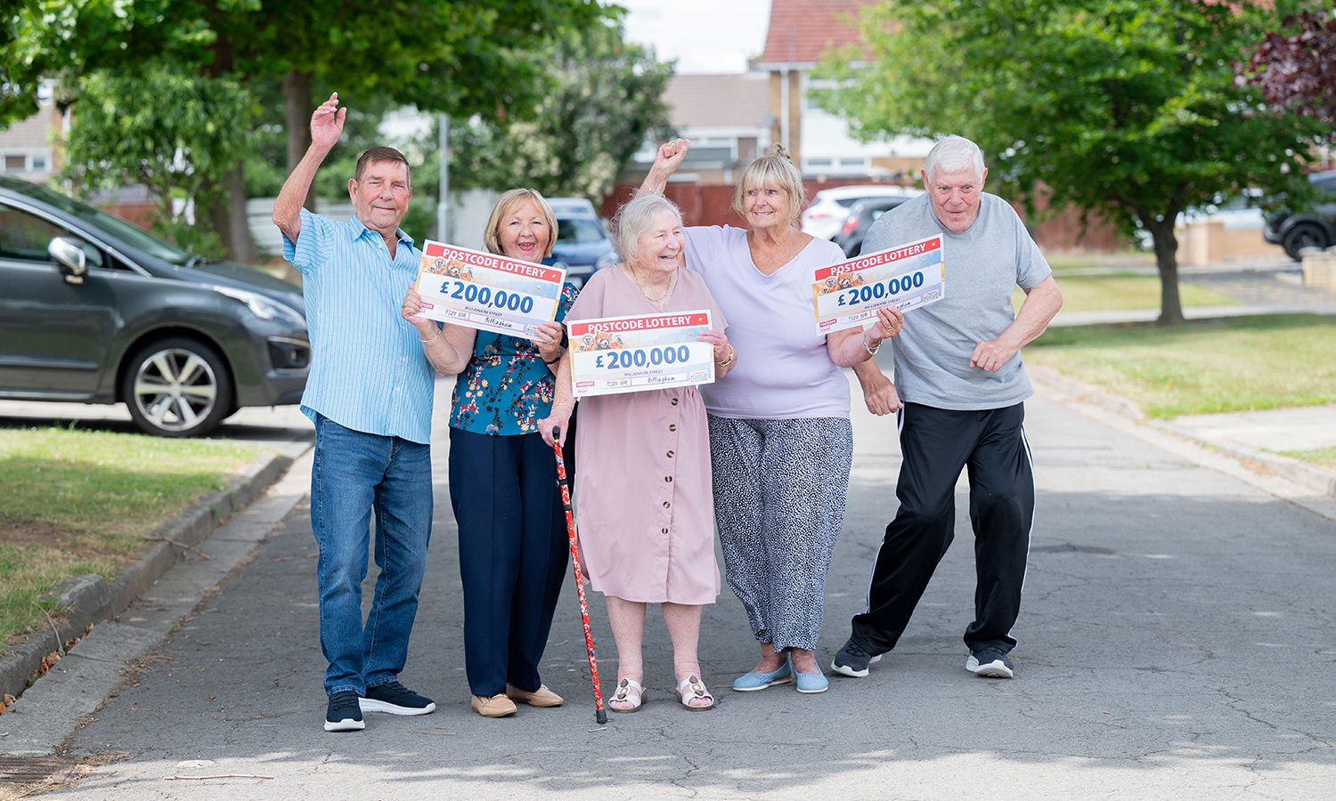 The Billingham neighbours celebrate together on the street