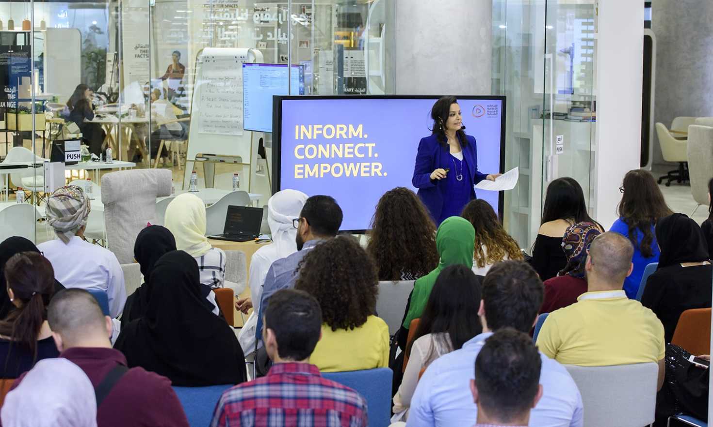 Heba Kandil training at the Youth Arab Media Leaders Programme