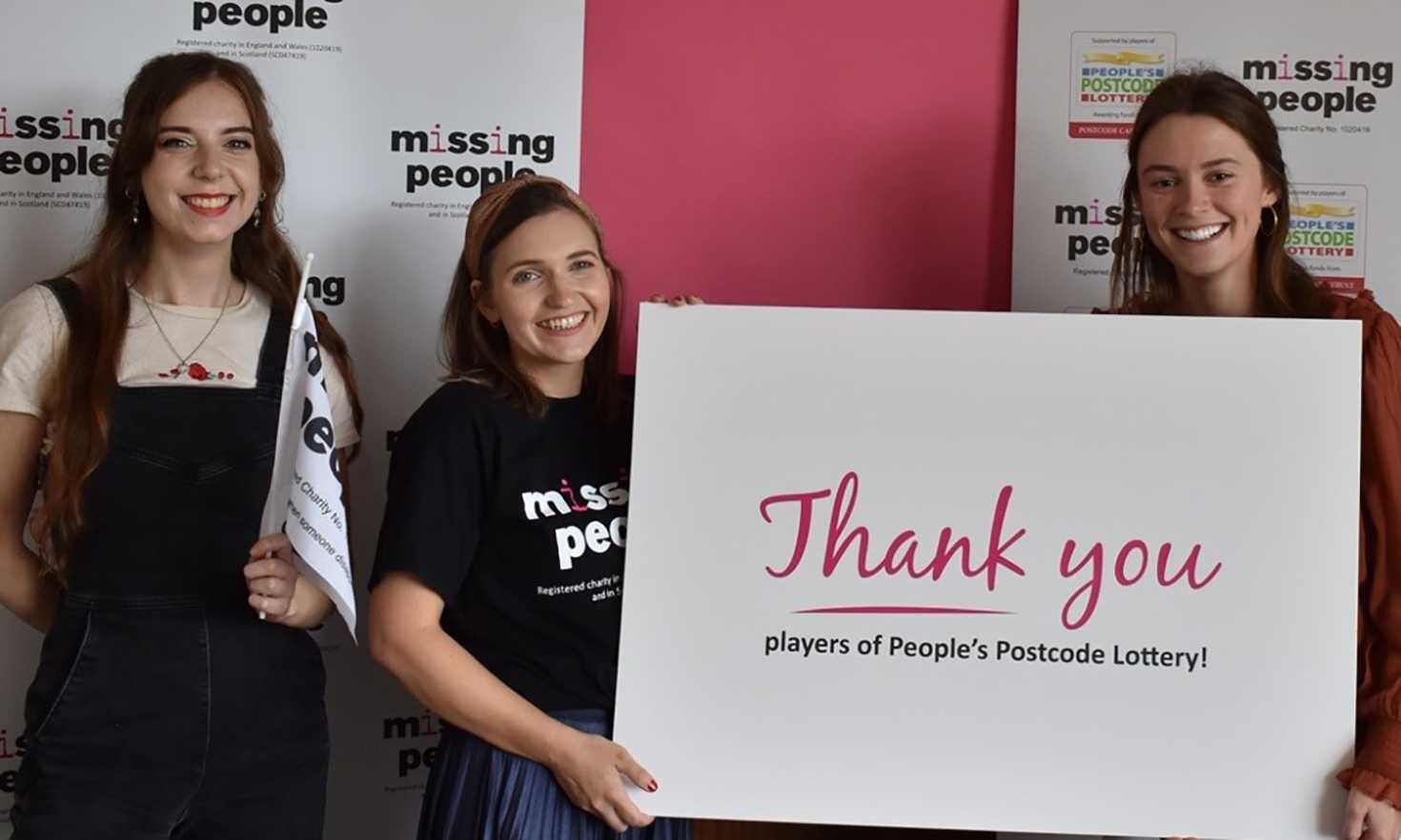 Missing People say thank you to players of People's Postcode Lottery