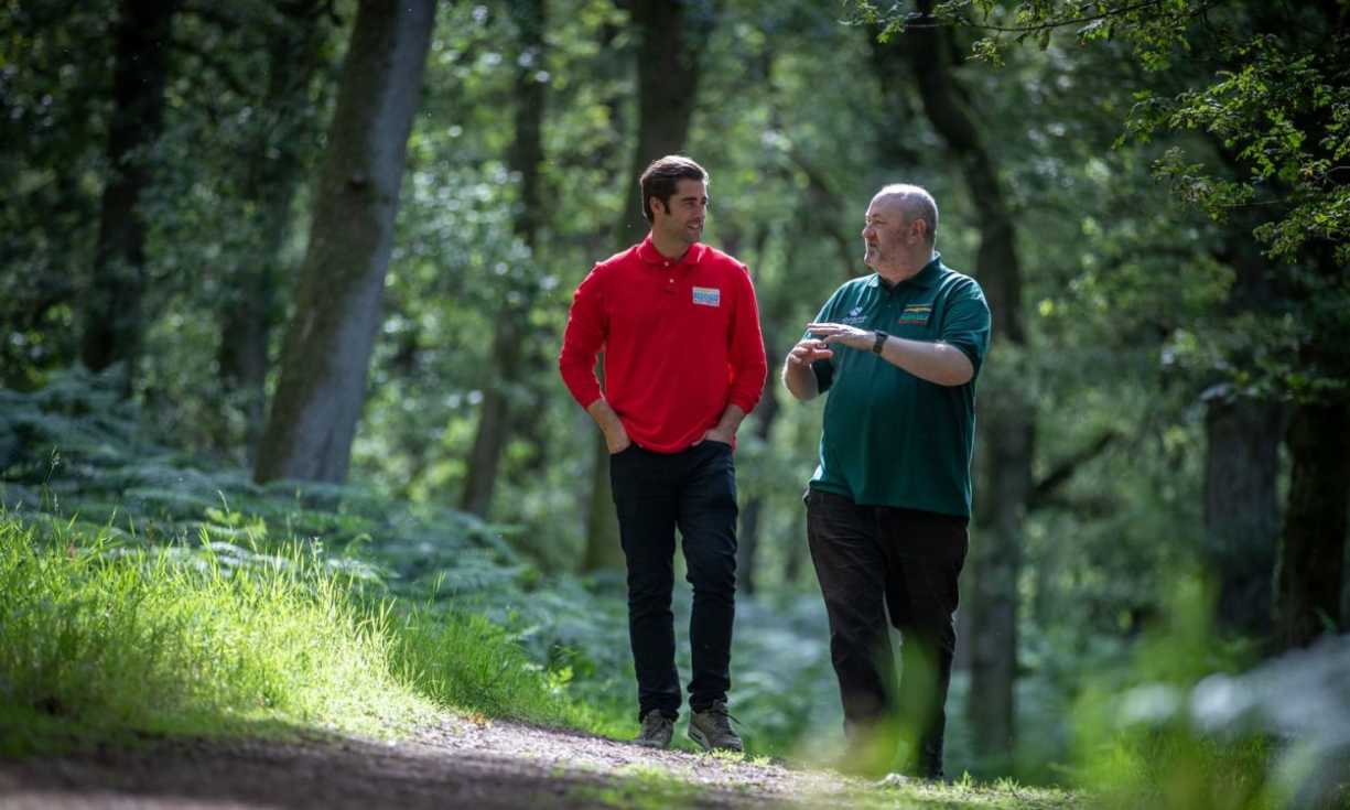 Matt Johnson with George Anderson from Woodland Trust in Kinclaven Bluebell Wood