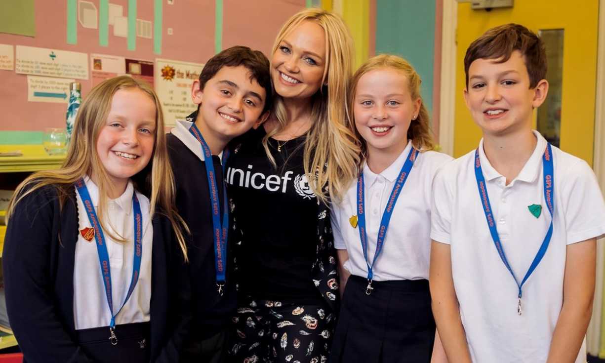 Emma Bunton spent time with pupils at a Unicef UK Rights Respecting School