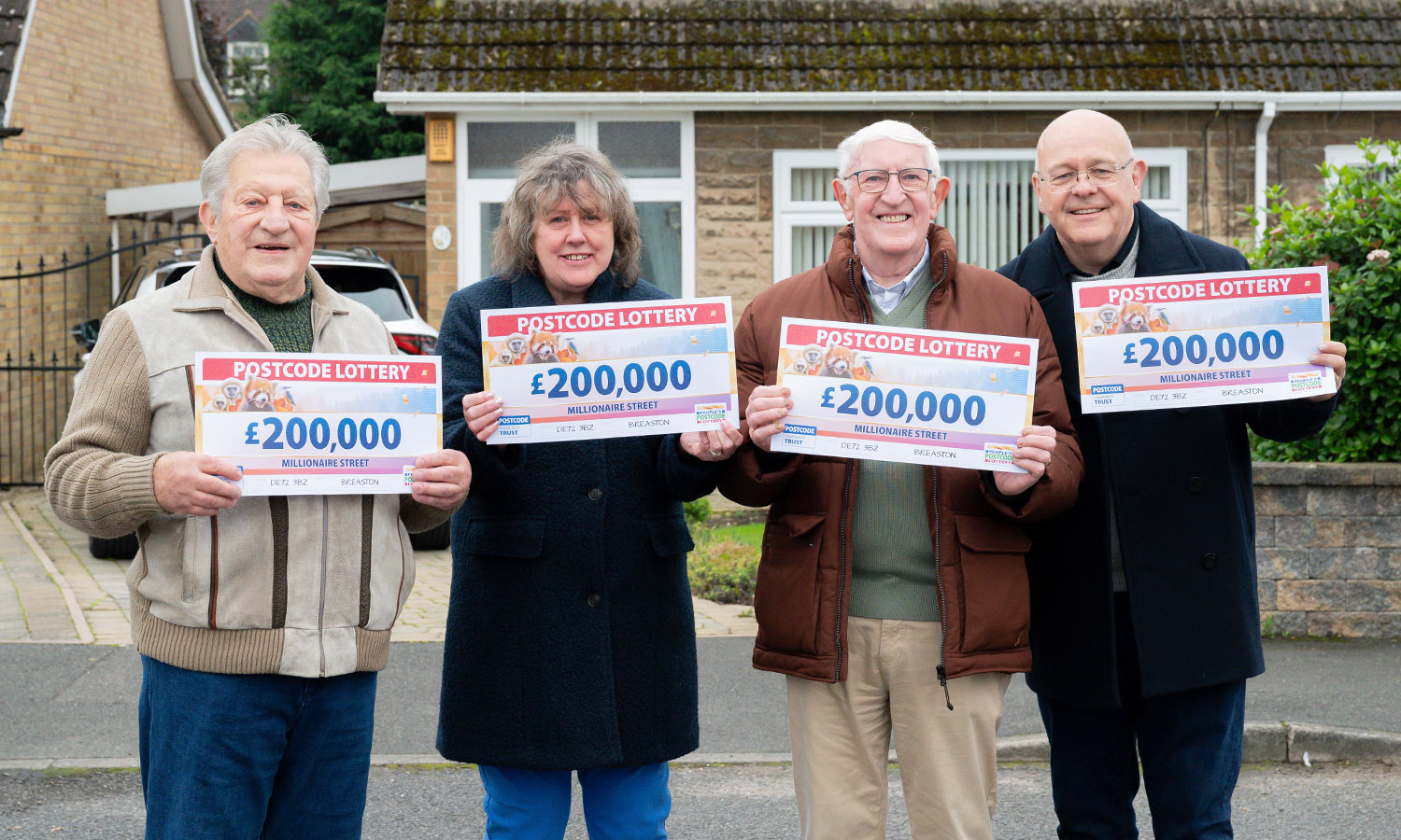 GOOD NEIGHBOURS: L-R, Paul White, Alison, George and Paul Rowland