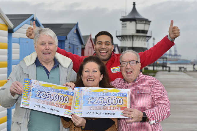 Our lucky Harwich winners celebrate their £25,000 wins