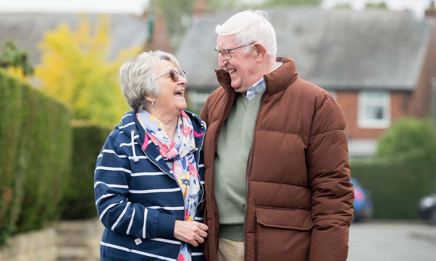 SWEETHEARTS: Couple beam with joy