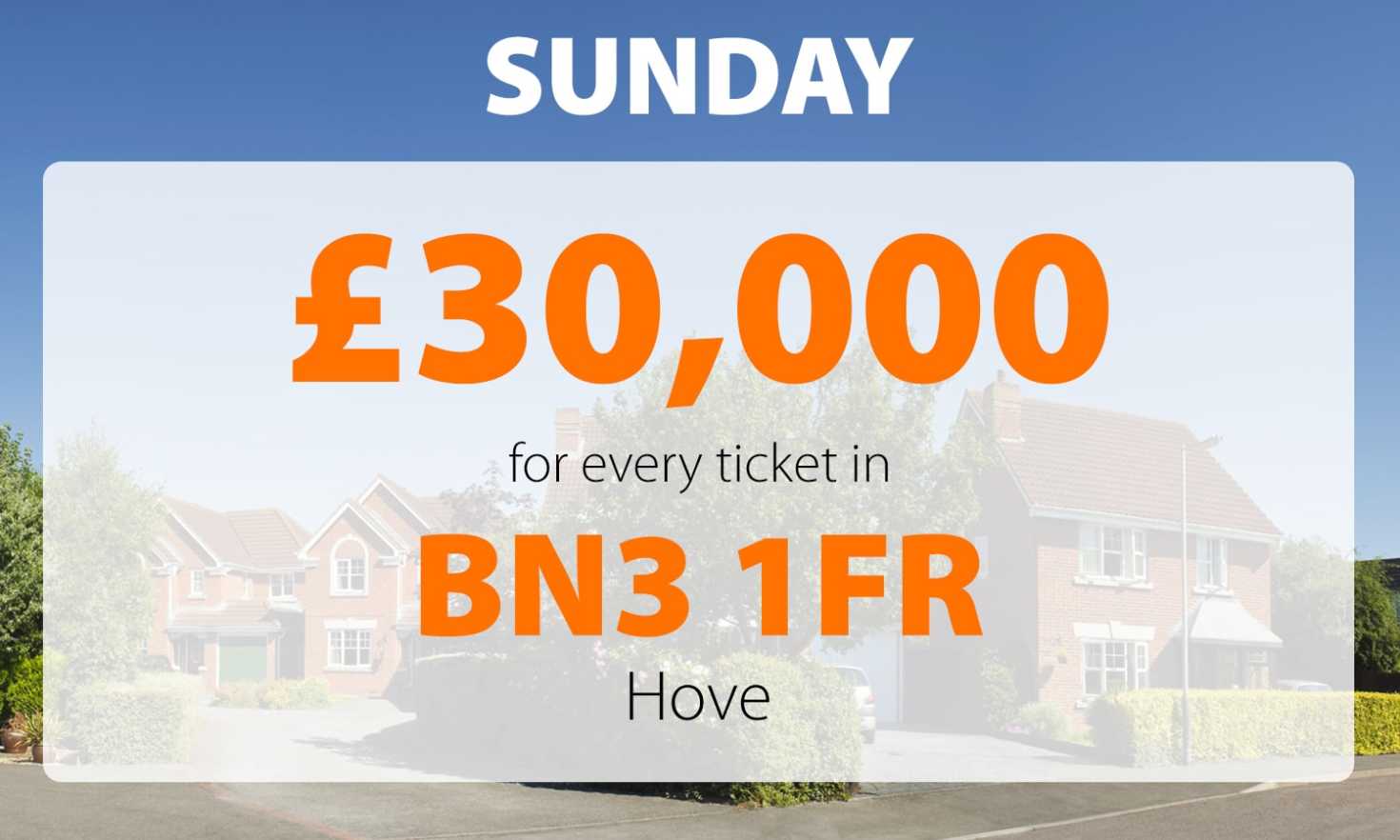 Two lucky winners in postcode BN3 1FR won £30,000 Sunday Street Prizes