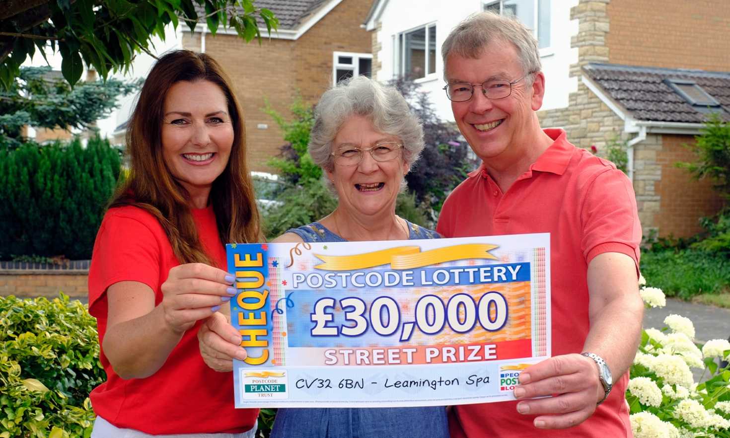 One of our lucky Street Prize winners celebrating with Judie in Leamington Spa