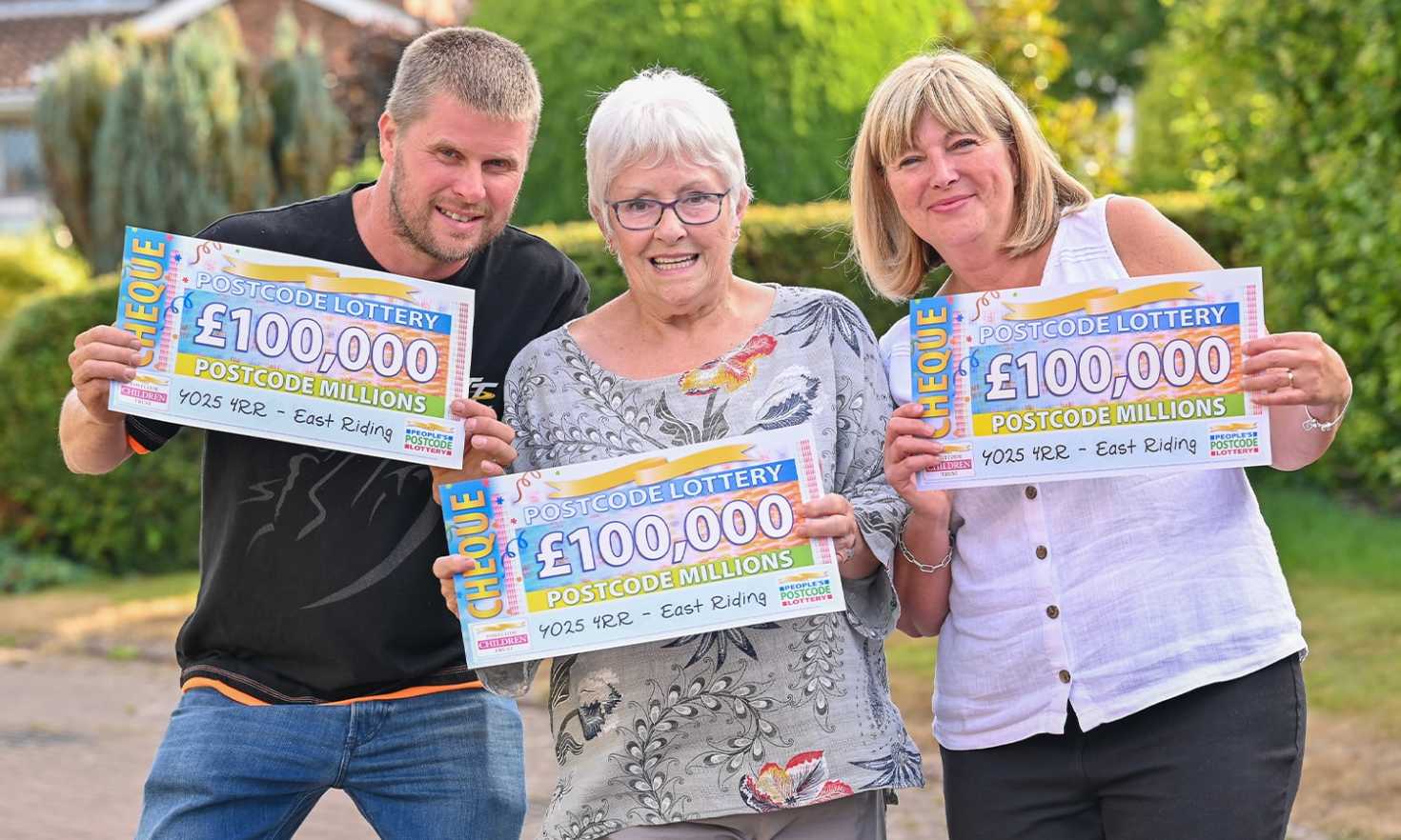 Three of our Postcode Millions winners celebrating in East Riding