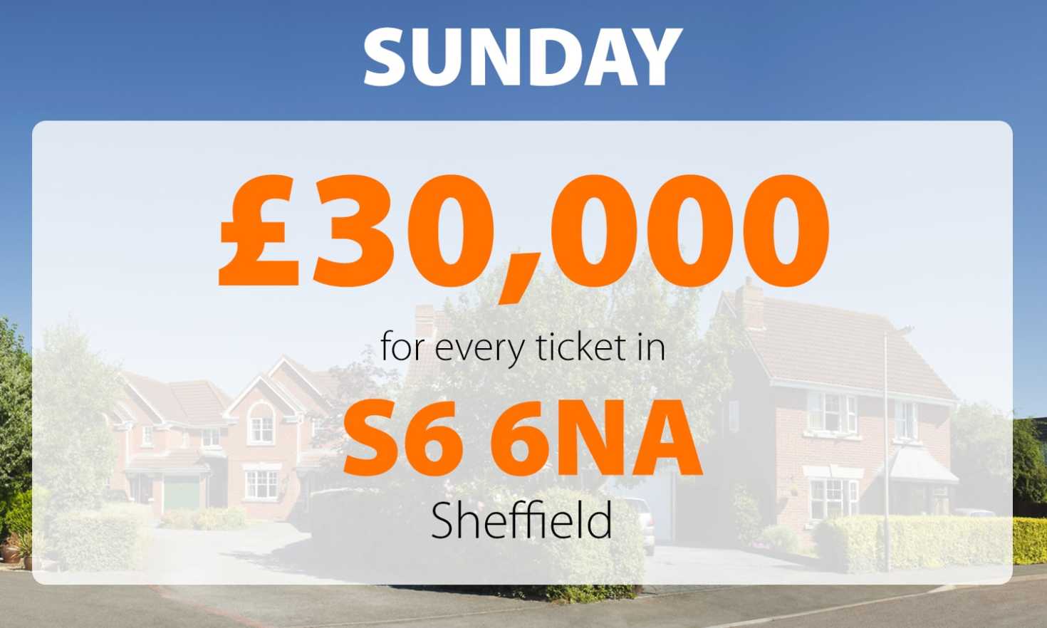 A Sheffield postcode, S6 6NA, has landed Sunday's Street Prize