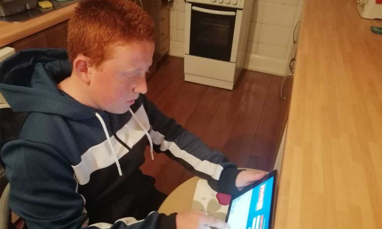 Connor is now able to continue learning in lockdown since receiving a new iPad from Children North East