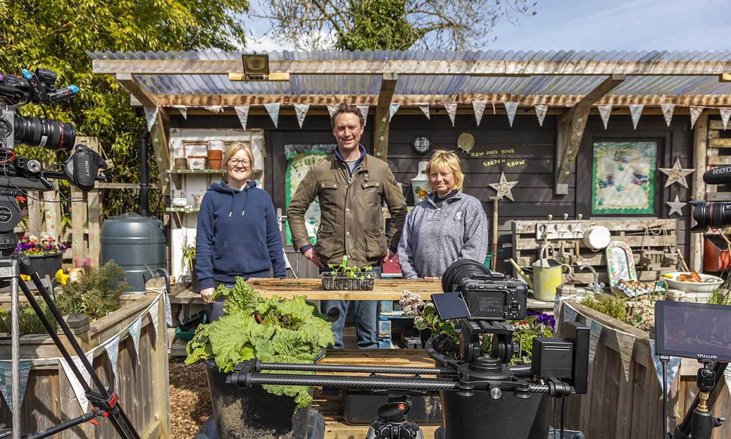 Jonny McPherson and Emmerdale Gardeners Jo and Lisa, Growing Your Own With Emmerdale - Spring 2022 Jonny McPherson and Emmerdale Gardeners Jo and Lisa, Growing Your Own With Emmerdale - Spring 2022